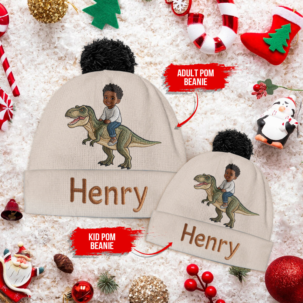 Dino Rider - Personalized Kid Beanie Hat