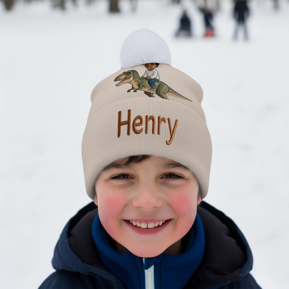 Dino Rider - Personalized Kid Beanie Hat
