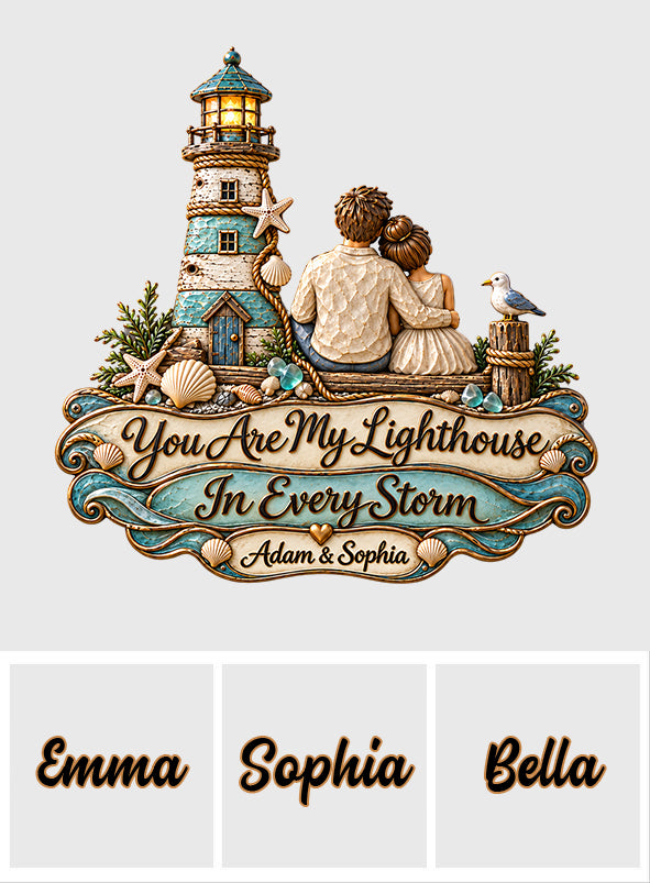You Are My Lighthouse - Personalized Couple 3D Printed Cut Metal Sign
