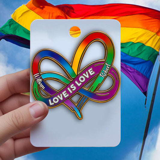 Infinity Heart Rainbow Love Is Love - Personalized LGBT Support Pin