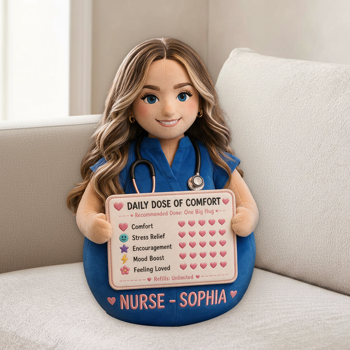 Daily Dose Of Comfort - Personalized Nurse Premium Faux Fur Pillow