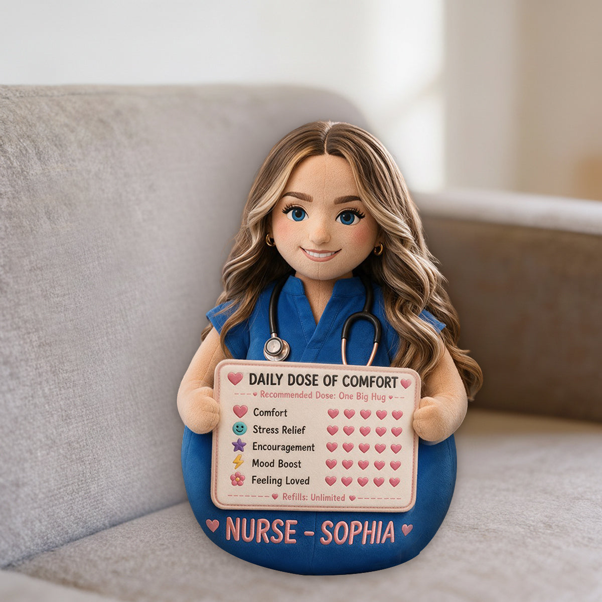 Daily Dose Of Comfort - Personalized Nurse Premium Faux Fur Pillow