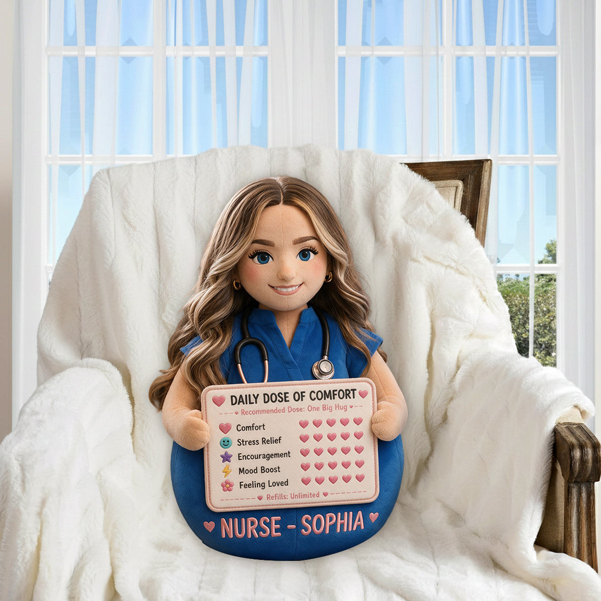 Daily Dose Of Comfort - Personalized Nurse Premium Faux Fur Pillow