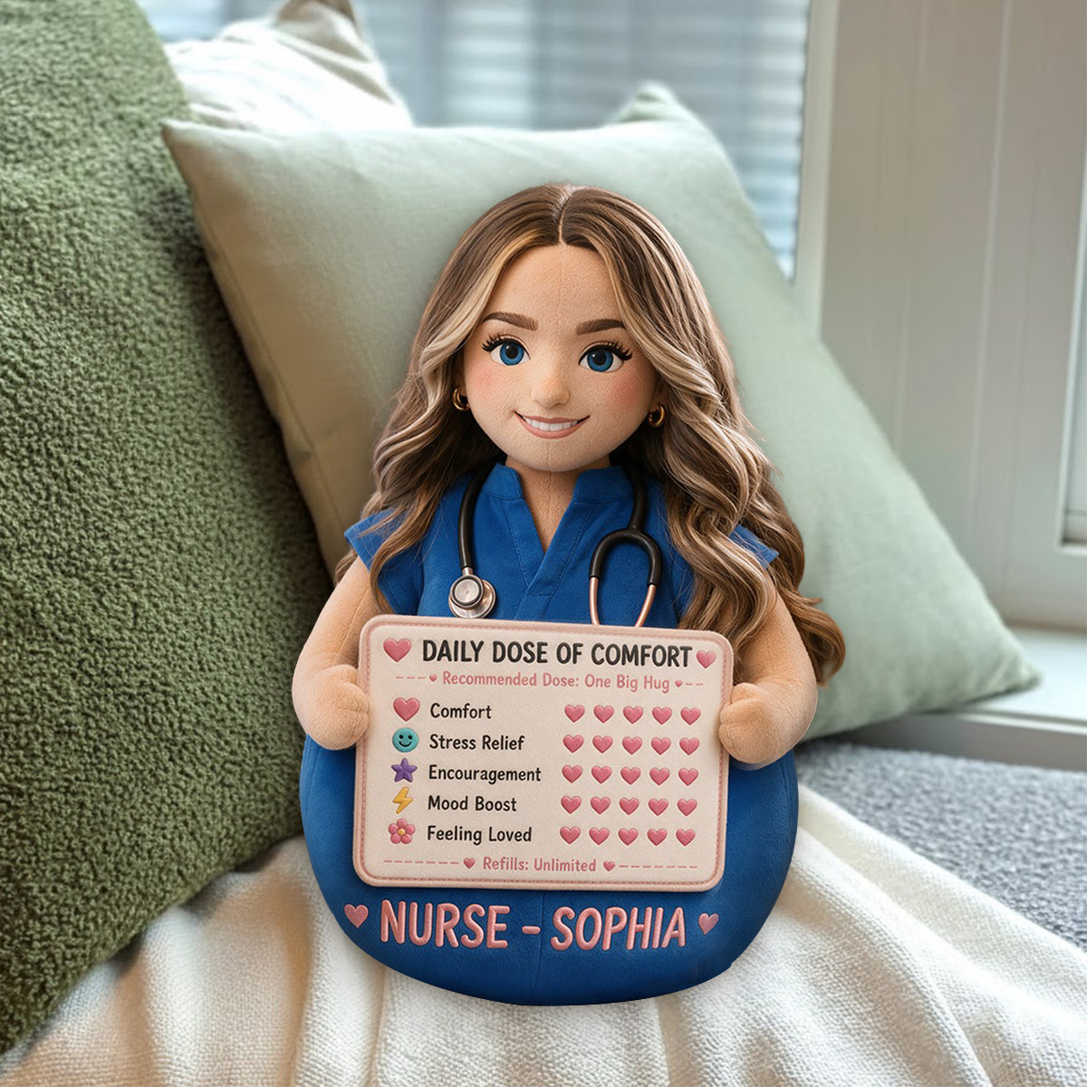 Daily Dose Of Comfort - Personalized Nurse Premium Faux Fur Pillow
