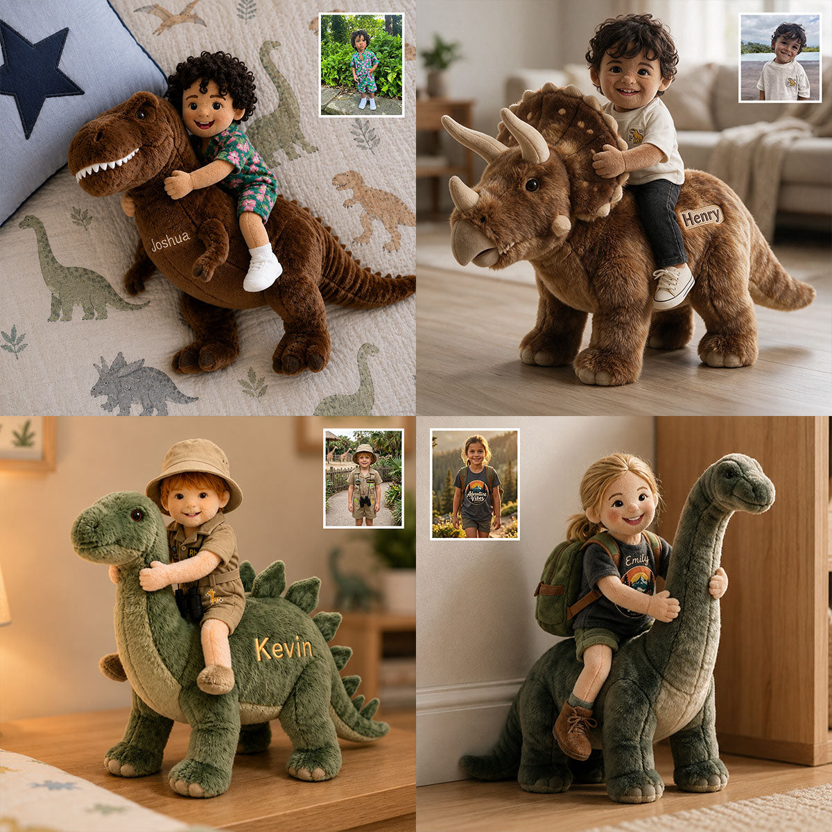 Dino Rider - Personalized Kid Premium Faux Fur Pillow