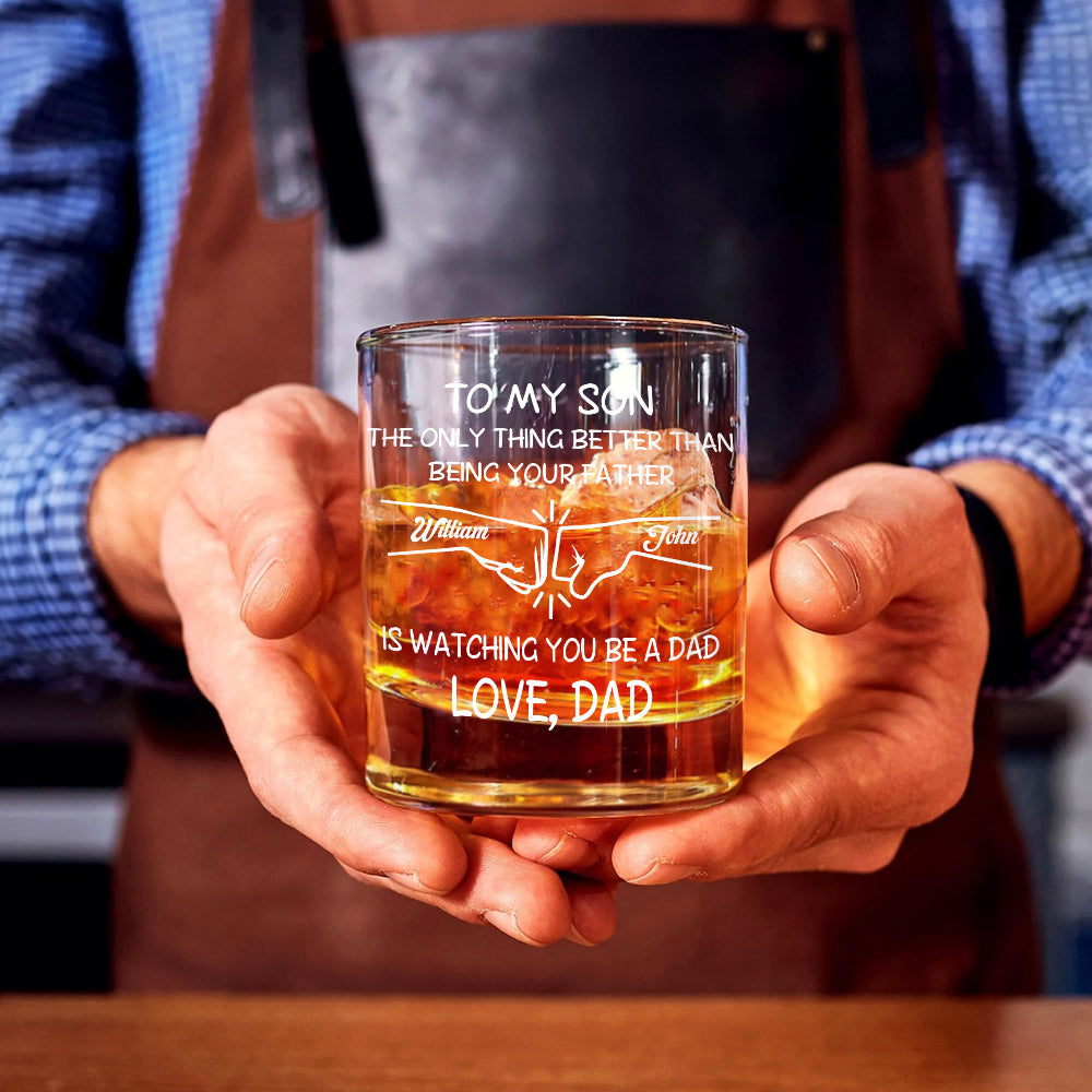 Dad And Son - A Bond That Time Can't Break - Personalized Whisky Whiskey Glass