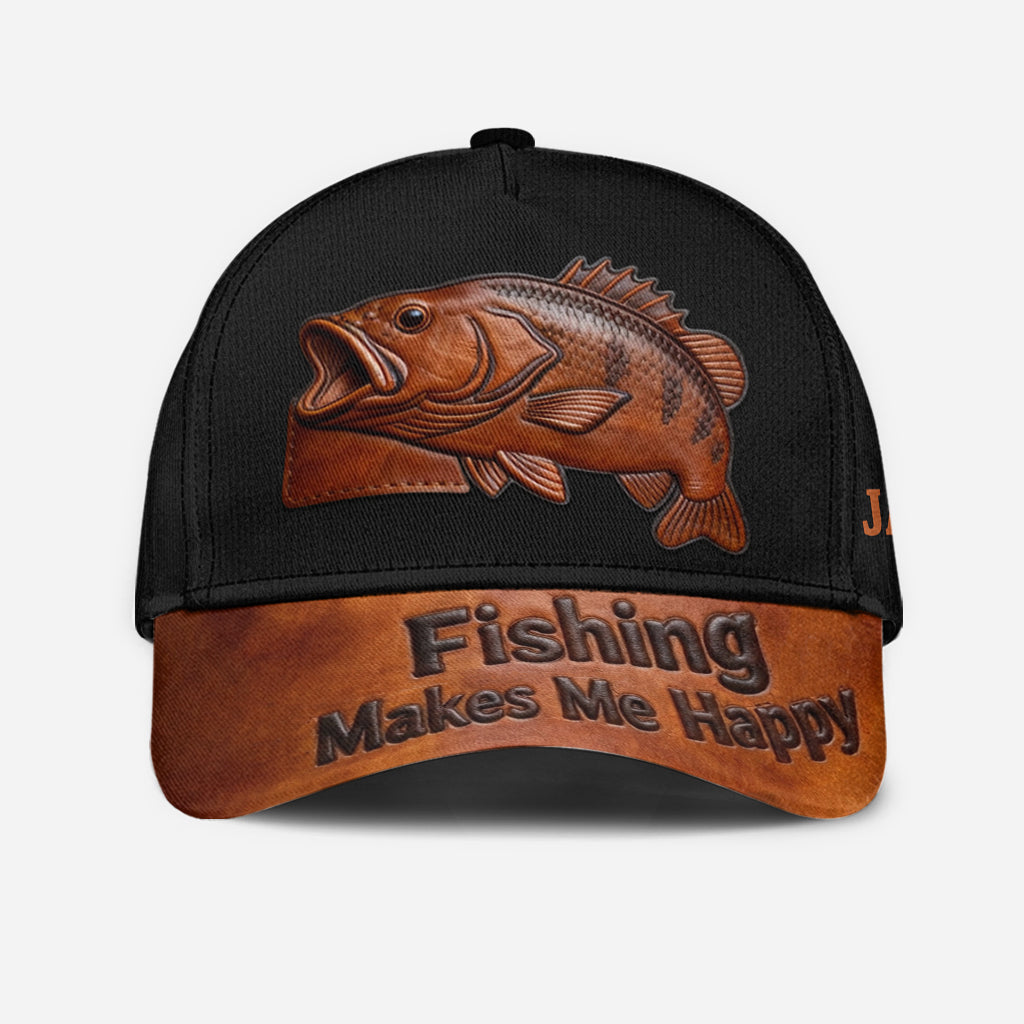 Fishing Makes Me Happy - Personalized Fishing Classic Cap