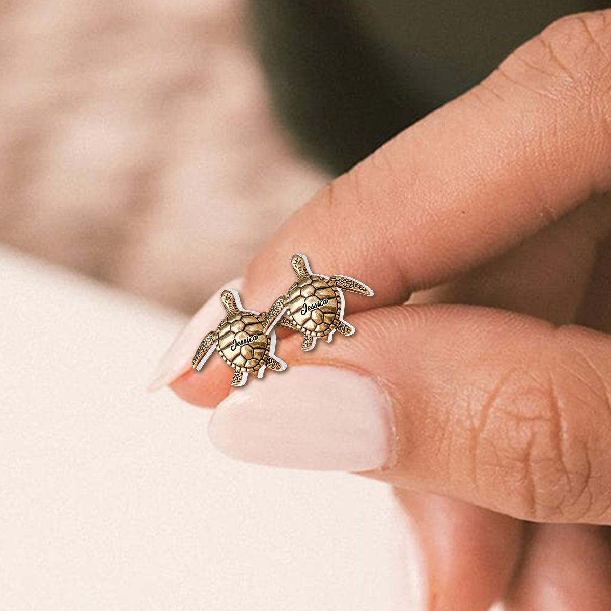 Love Turtle - Personalized Turtle Stud Earrings