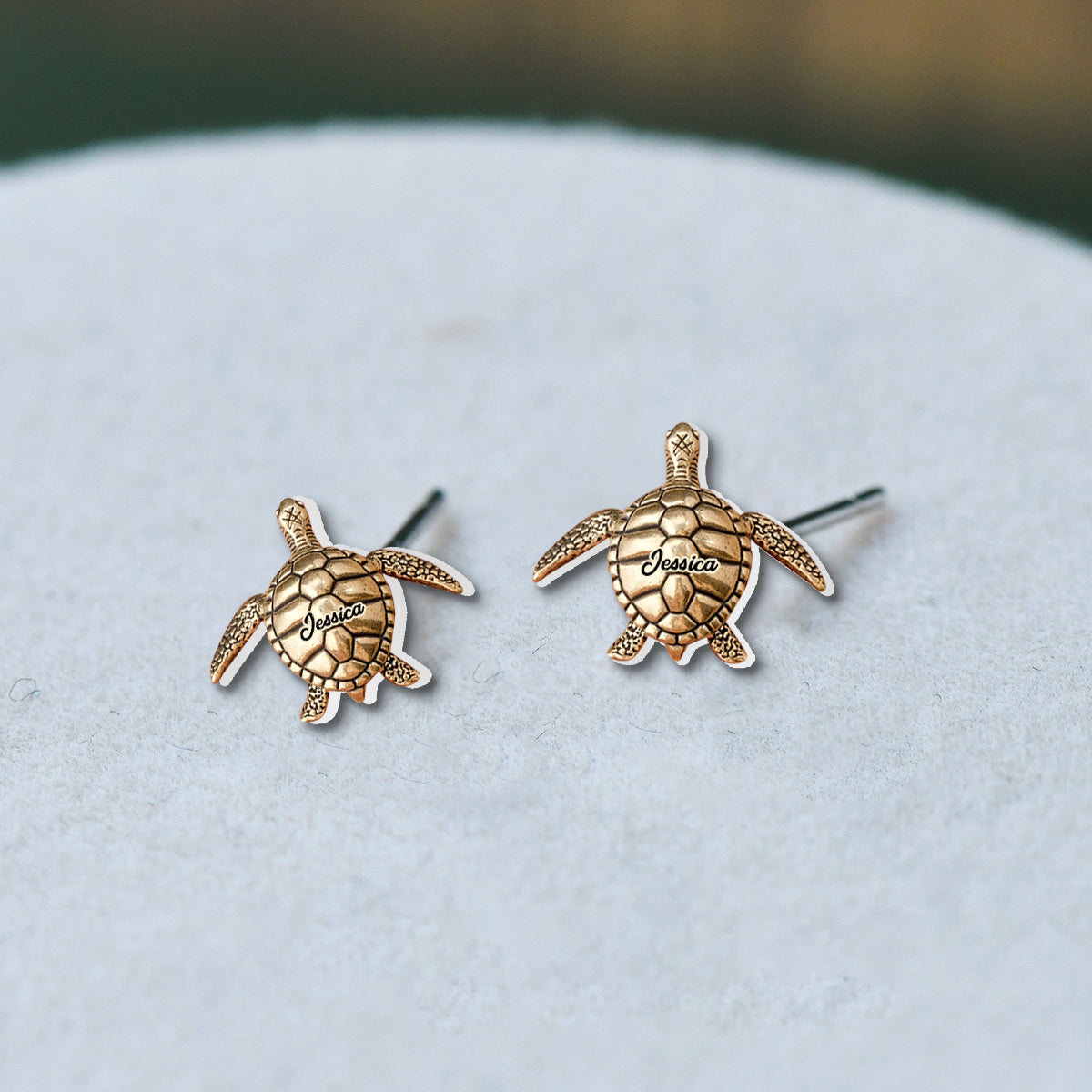 Love Turtle - Personalized Turtle Stud Earrings