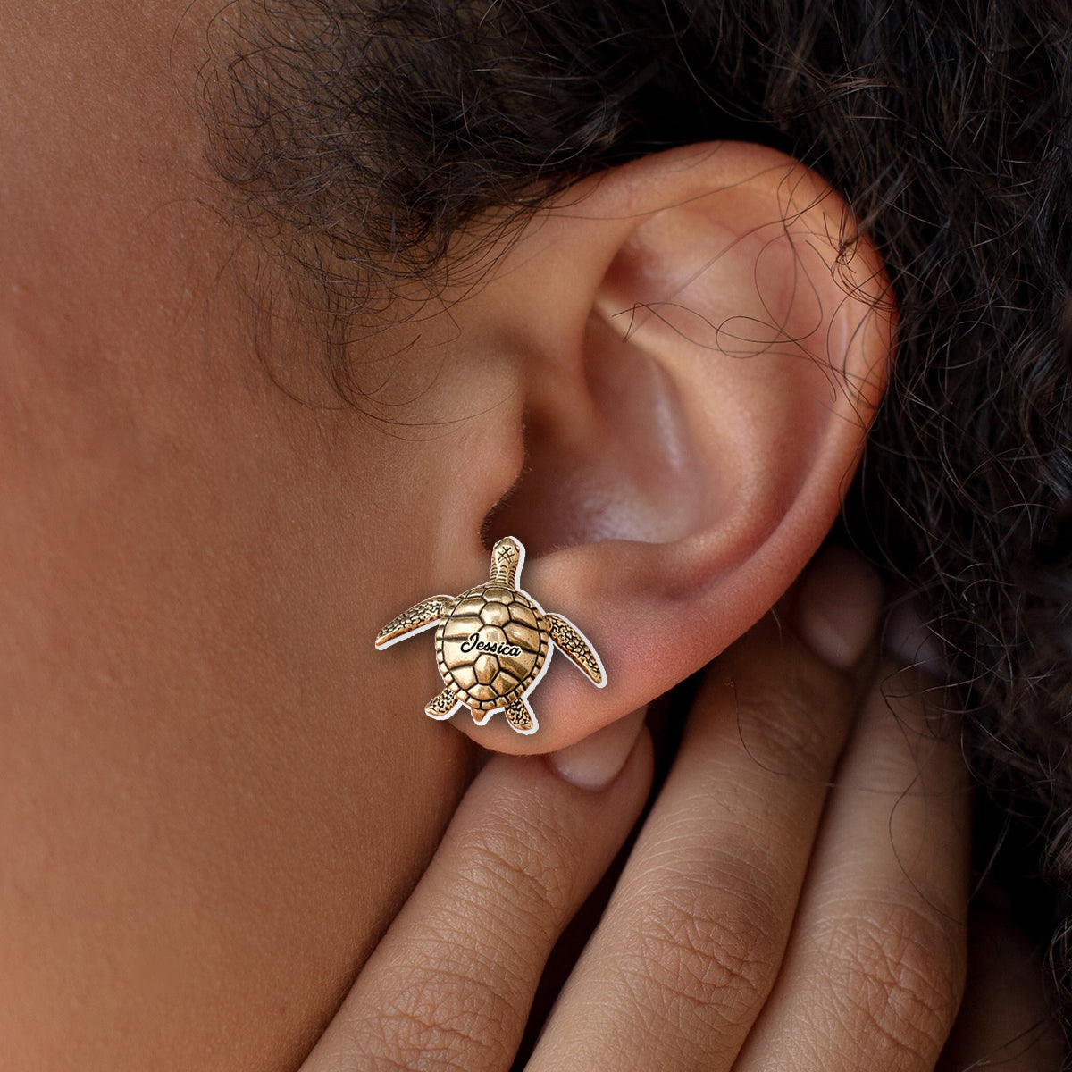 Love Turtle - Personalized Turtle Stud Earrings