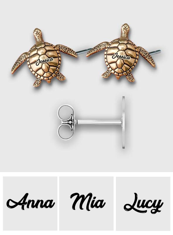 Love Turtle - Personalized Turtle Stud Earrings