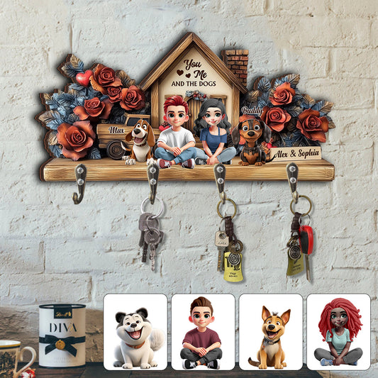 You, Me & The Dogs - Personalized Dog Custom Shaped Key Rack