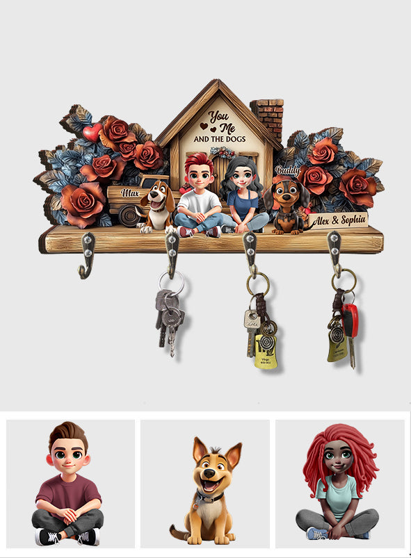 You, Me & The Dogs - Personalized Dog Custom Shaped Key Rack