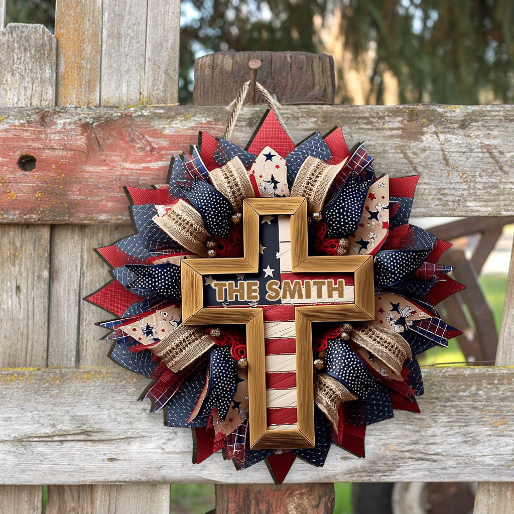 God Bless The American - Personalized Christian Custom Shaped Wood Sign