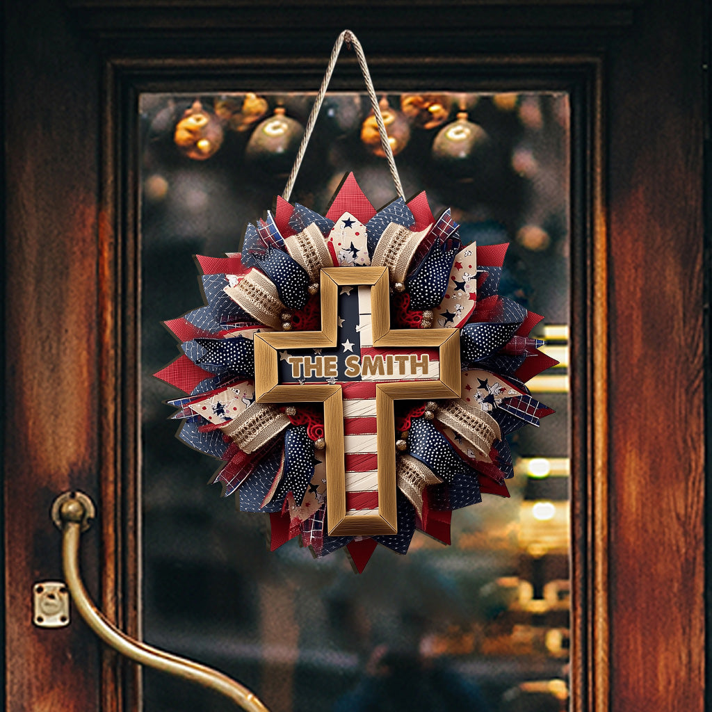 God Bless The American - Personalized Christian Custom Shaped Wood Sign