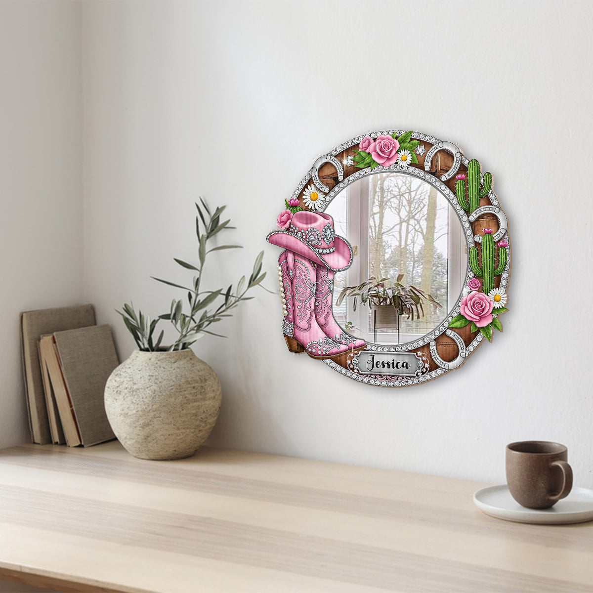 Cowgirl Boots - Personalized Cowgirl Wall Hanging Mirror