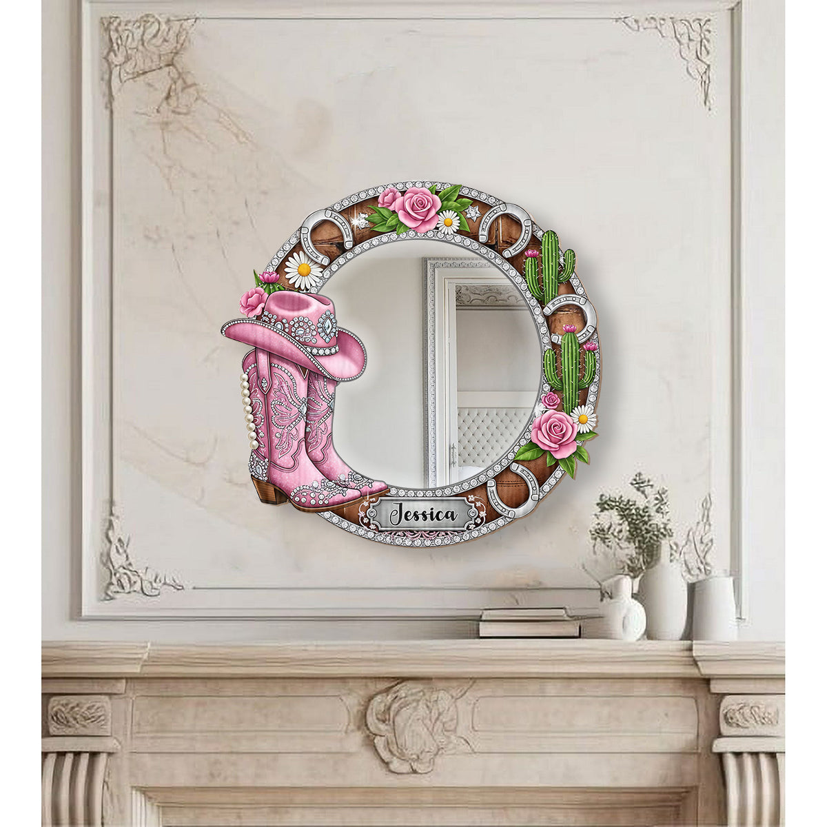 Cowgirl Boots - Personalized Cowgirl Wall Hanging Mirror