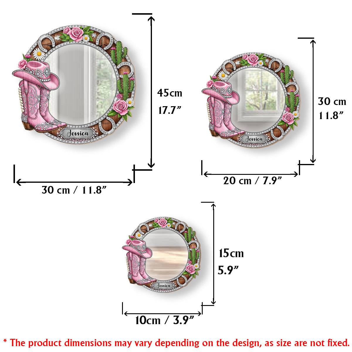 Cowgirl Boots - Personalized Cowgirl Wall Hanging Mirror
