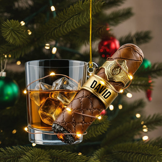 Whiskey & Cigar - Personalized Whisky Ornament