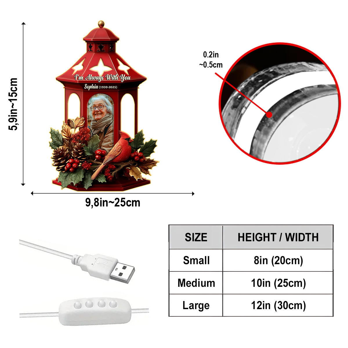 I'm Always With You - Personalized Memorial Acrylic LED Night Light