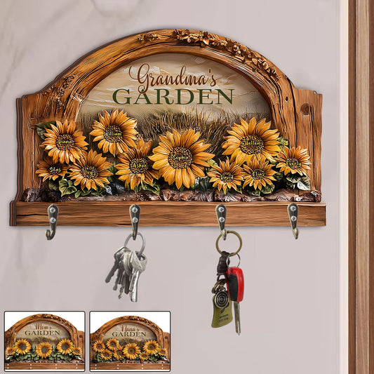 Grandma's / Mom's Garden - Personalized Grandma Custom Shaped Key Rack