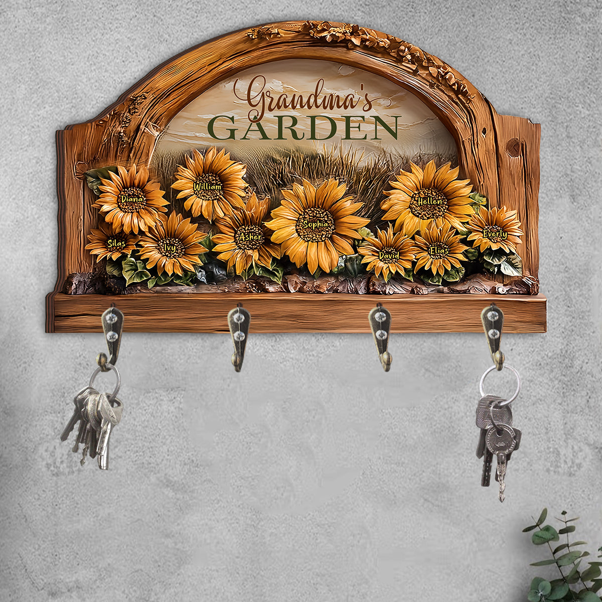 Grandma's / Mom's Garden - Personalized Grandma Custom Shaped Key Rack