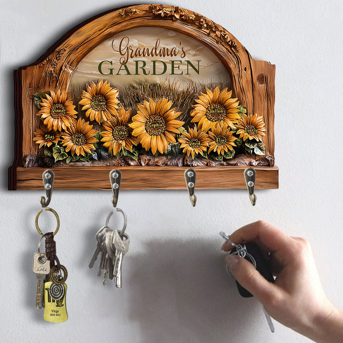 Grandma's / Mom's Garden - Personalized Grandma Custom Shaped Key Rack