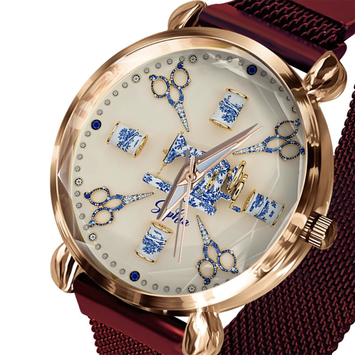 Sewing Toile de Jouy - Personalized Sewing Women Hand Watch