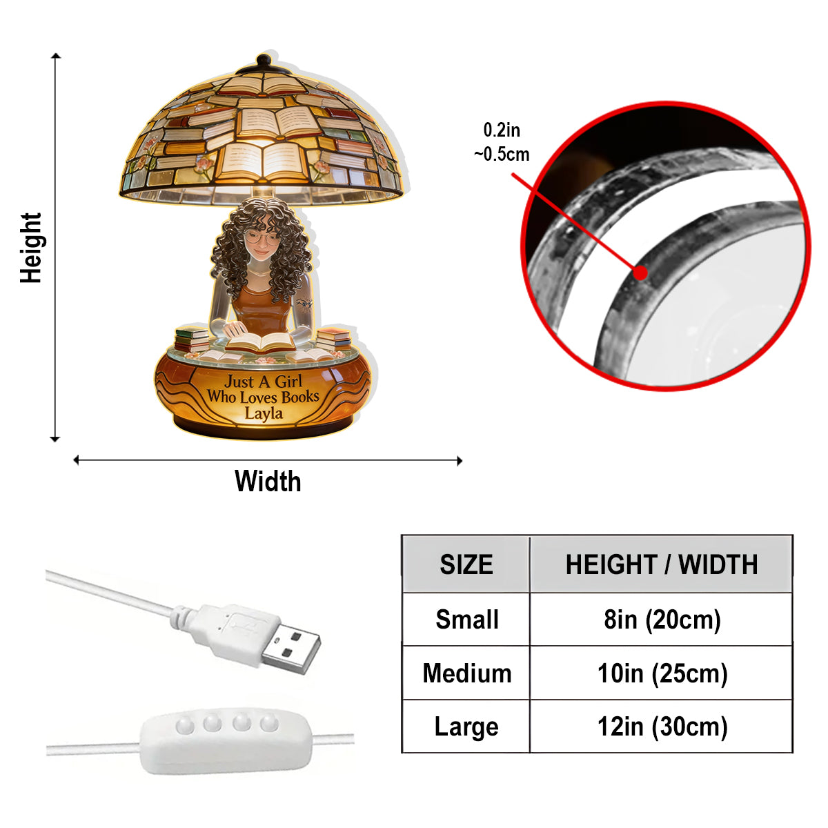 Just A Girl Who Loves Books - Personalized Book Acrylic LED Night Light