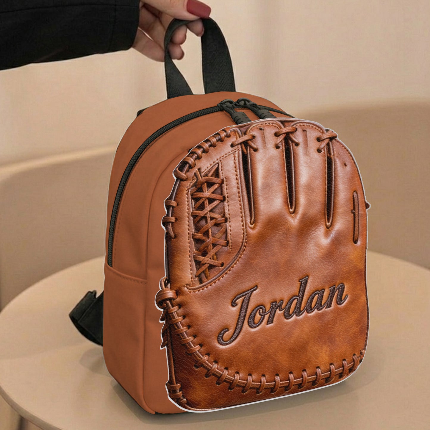Leather Baseball Glove - Personalized Baseball Changeable Leather Patch Backpack