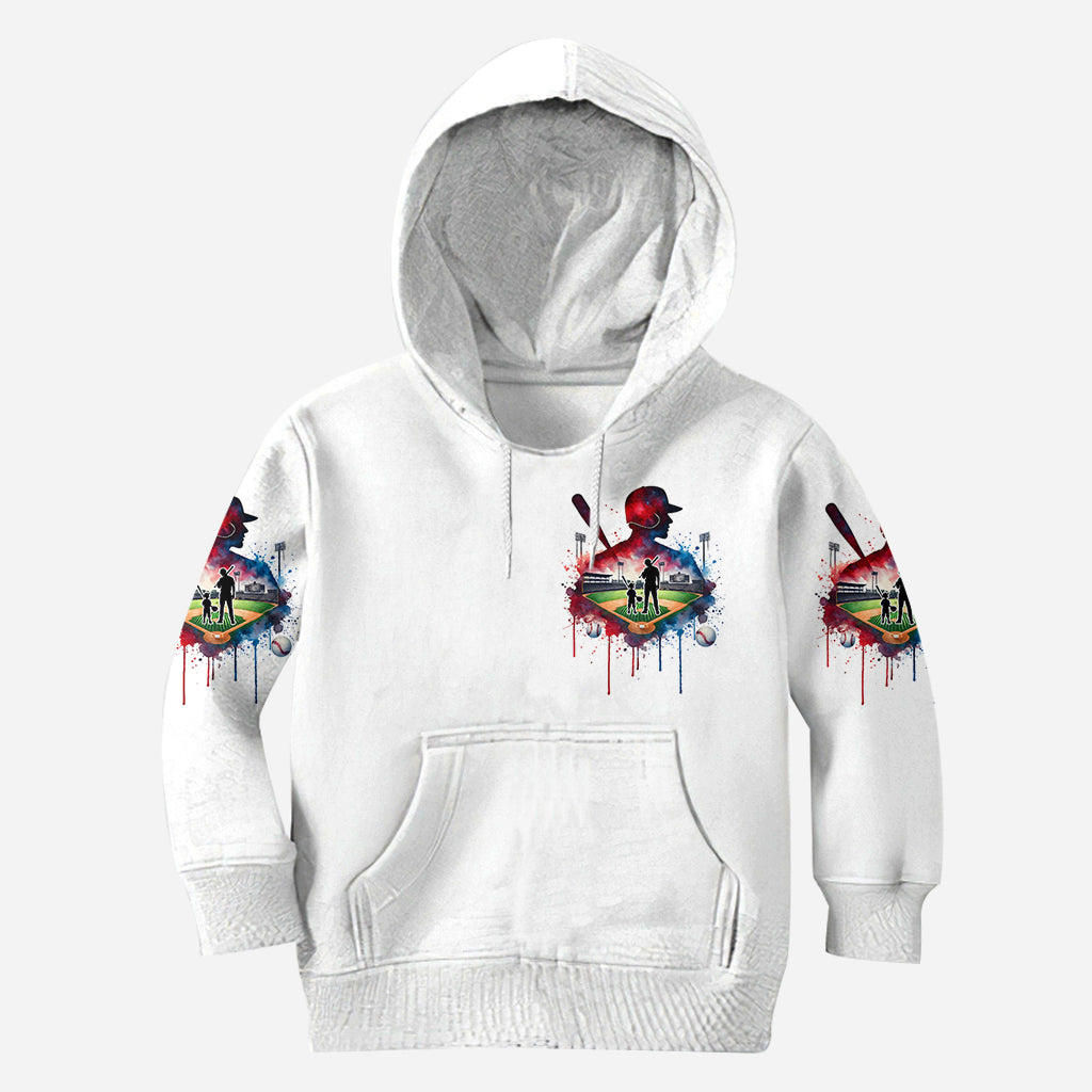 Behind Every Baseball Player Who Believes In Himself Is A Baseball Mom/ Dad Who Believed In Him First - Personalized Baseball All Over Shirt