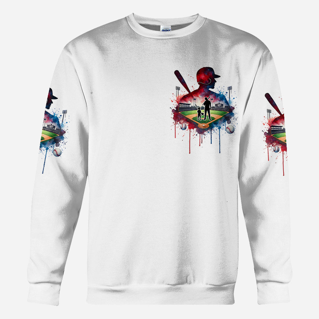 Behind Every Baseball Player Who Believes In Himself Is A Baseball Mom/ Dad Who Believed In Him First - Personalized Baseball All Over Shirt