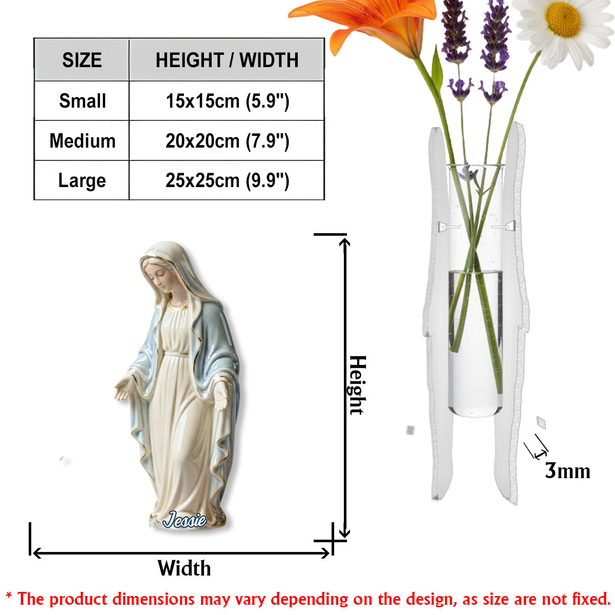 Our Lady - Personalized Christian Custom Shape Acrylic Flower Vase