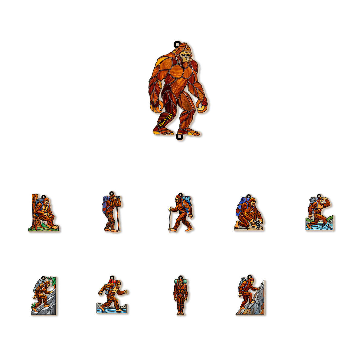 Hiking Sasquatch - Personalized Hiking Wind Chime With Charms