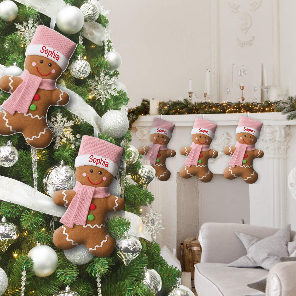 Merry Christmas - Personalized Family Shaped Christmas Stocking