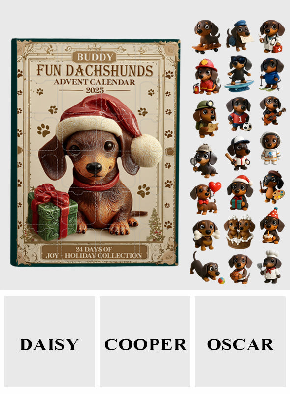 Love Dachshund - Personalized Dachshund Advent Calendar With Ornaments