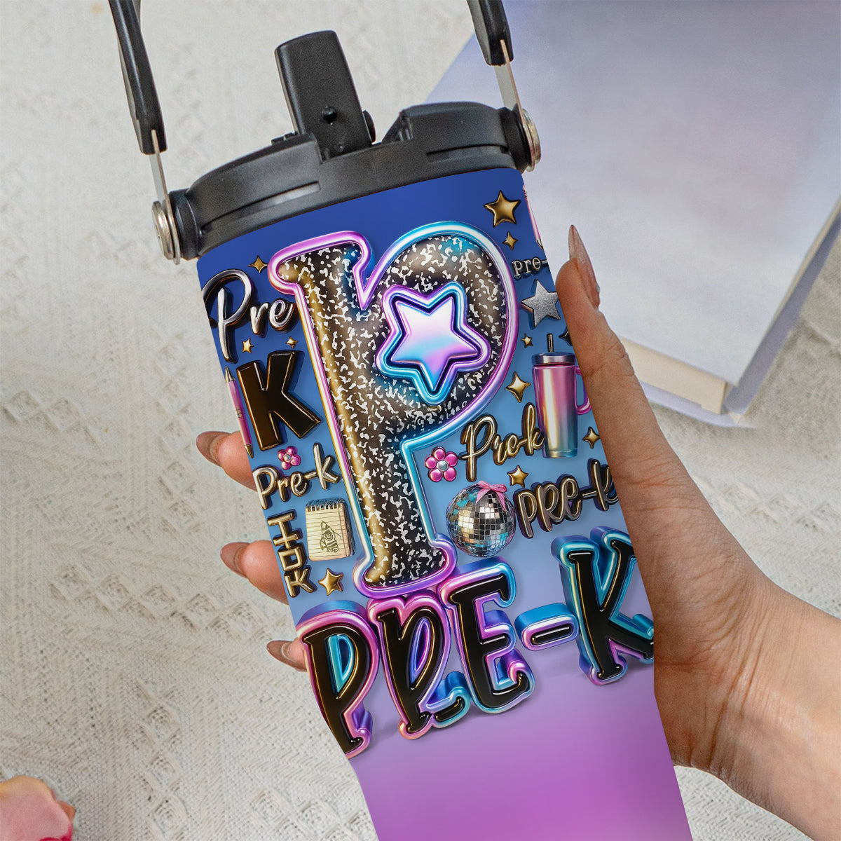 Custom Teacher Bright Back To School - Personalized Teacher Tumbler With Grip Handle