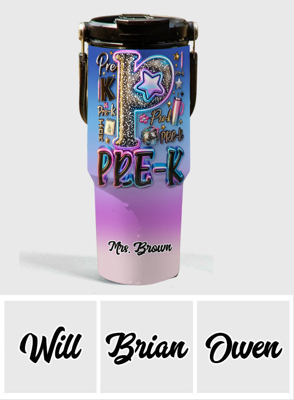 Custom Teacher Bright Back To School - Personalized Teacher Tumbler With Grip Handle