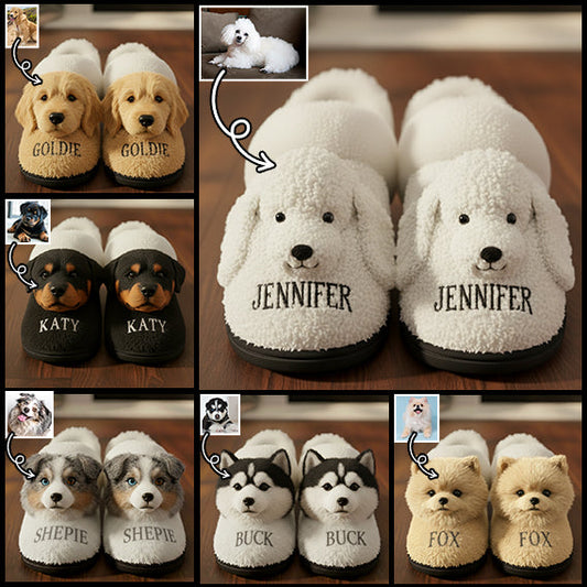 Furry Friends - Personalized Dog Slippers With Fur Lining