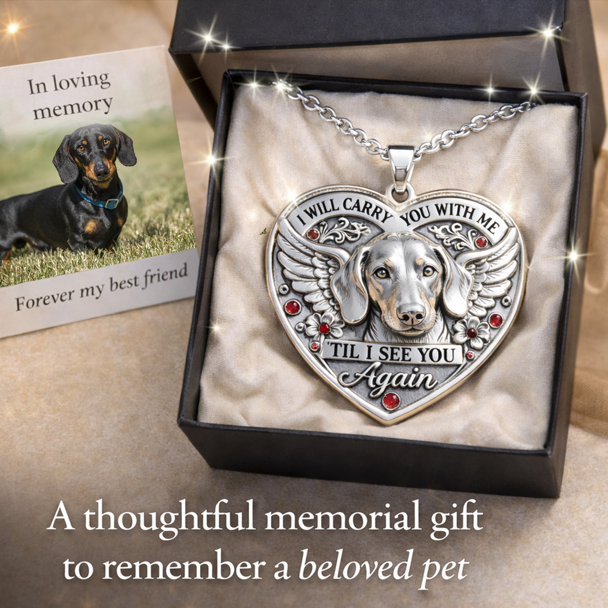 Memorial Gift, Til I See You Again - Personalized Memorial Shaped Metal Pendant Necklace