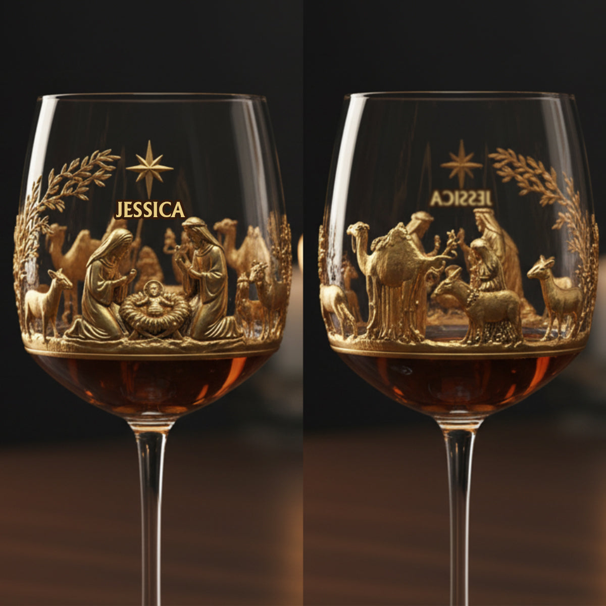 The Holy Night - Personalized Christian Wine Glass With Long Stem