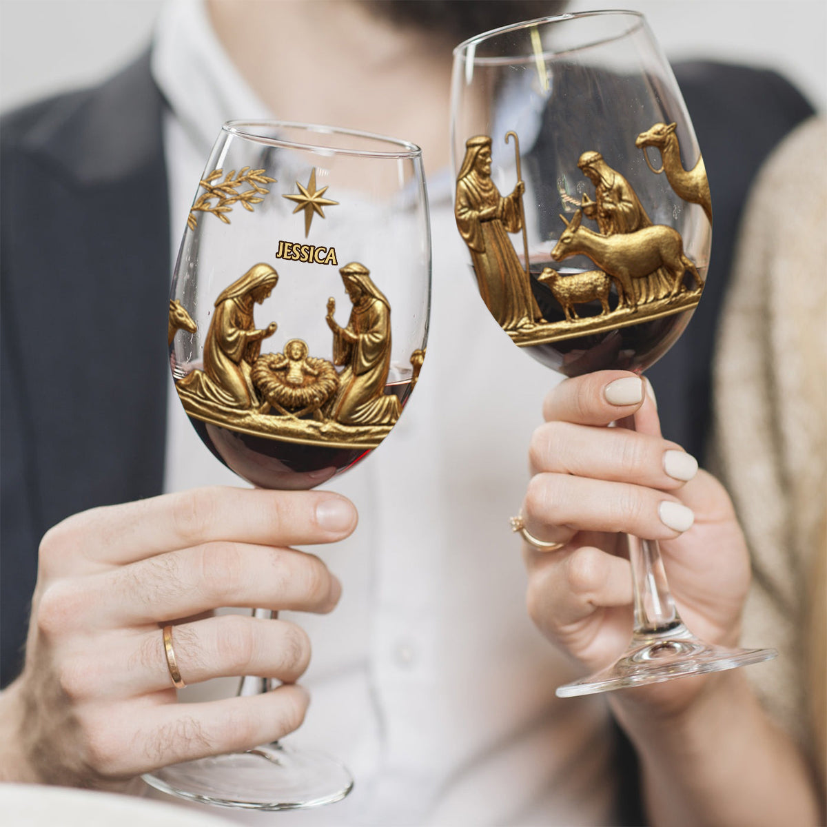 The Holy Night - Personalized Christian Wine Glass With Long Stem