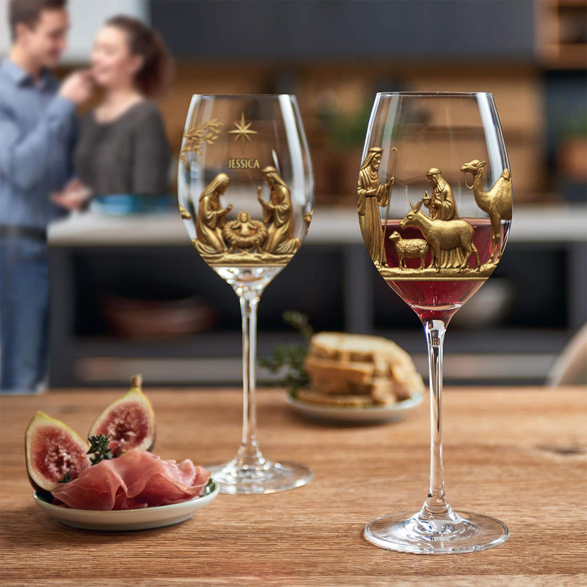 The Holy Night - Personalized Christian Wine Glass With Long Stem