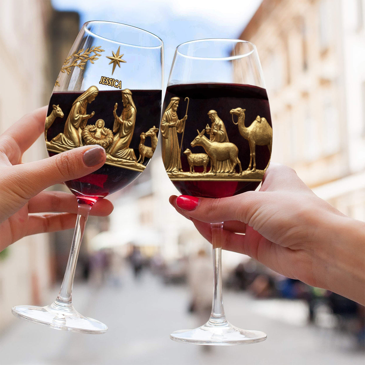 The Holy Night - Personalized Christian Wine Glass With Long Stem