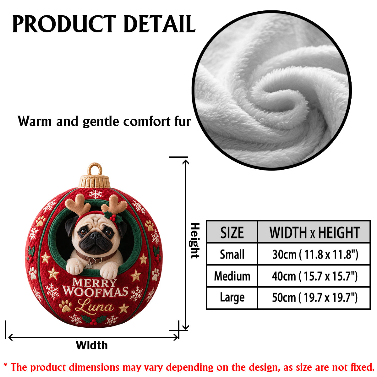 Christmas Pet Ornament Funny Gift - Personalized Dog Premium Faux Fur Pillow