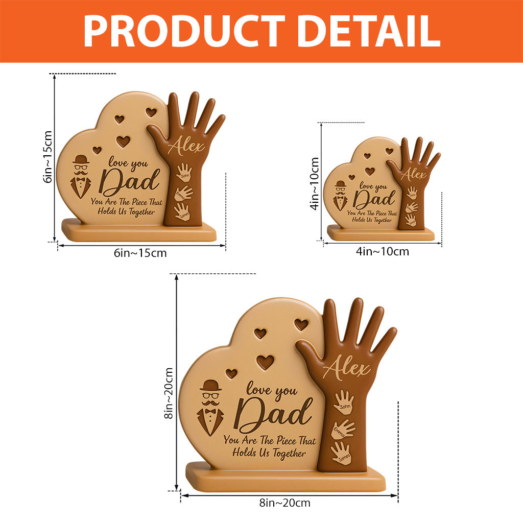 Dad Heart Kid's Hand - Personalized Father Custom Shaped Acrylic Plaque