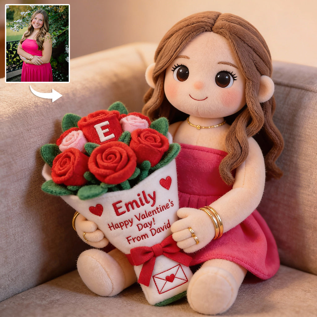 Custom Any Photo Name Initial Letter - Personalized Couple Faux Fur Shaped Pillow