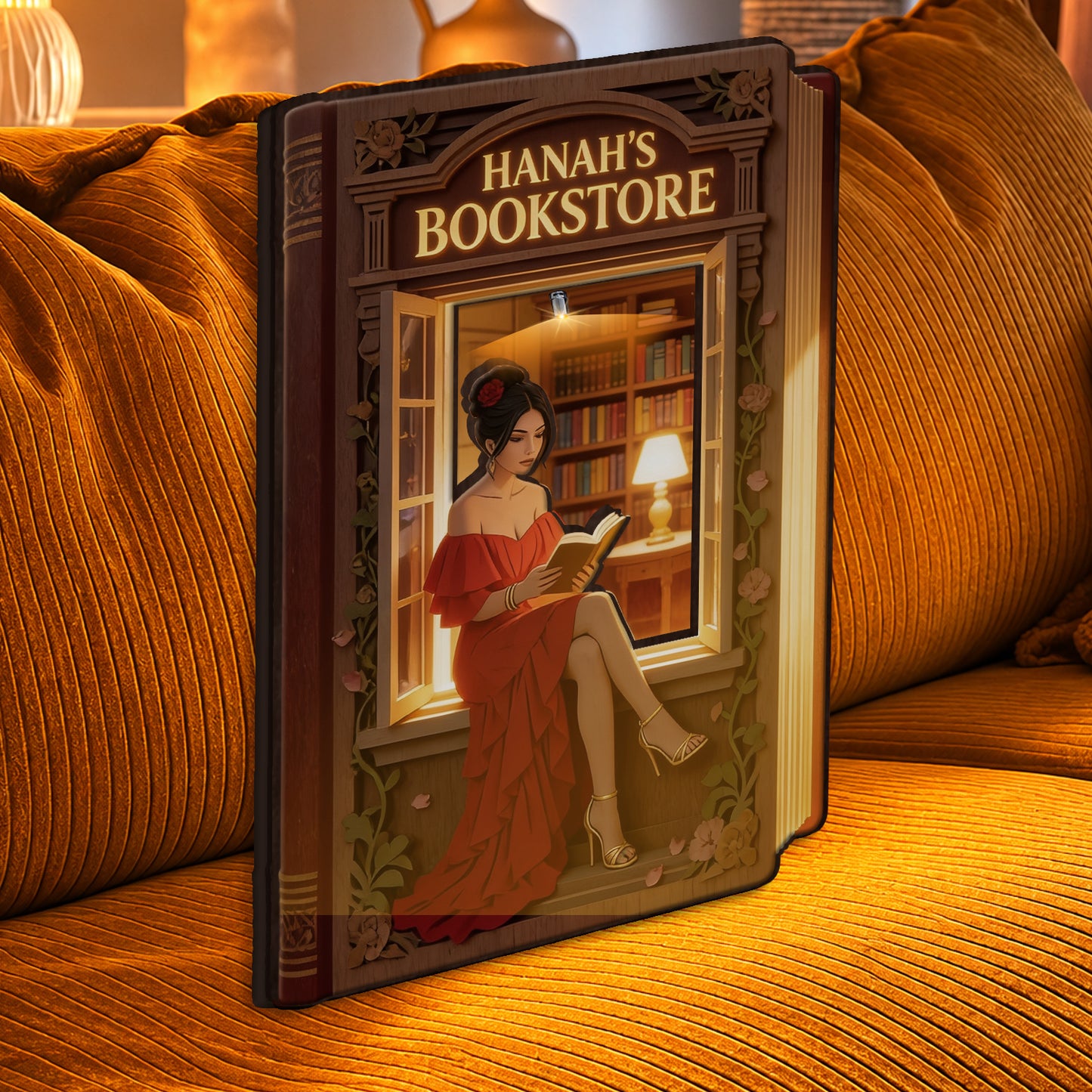 My Bookstore - Personalized Book Wooden Light Shadow Box