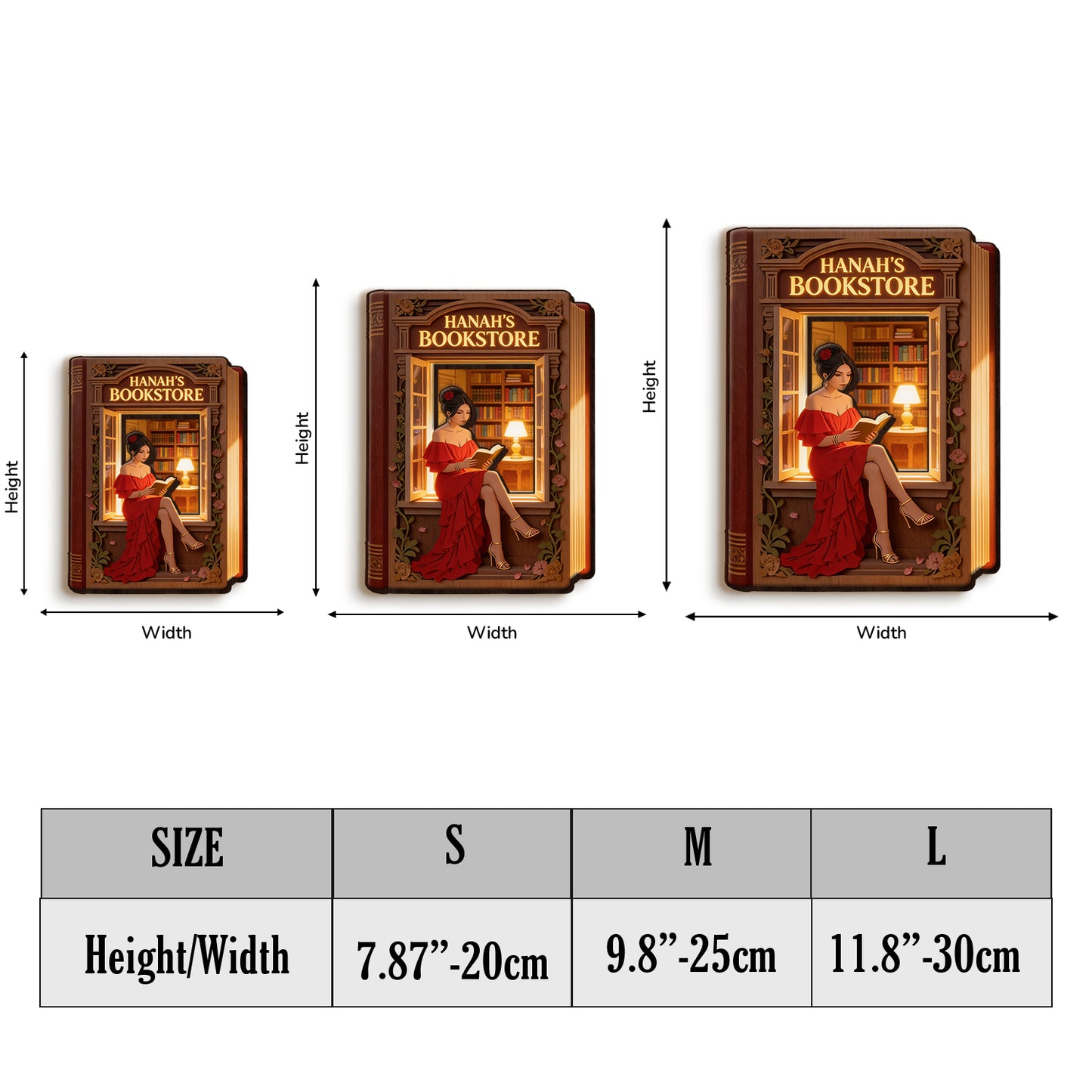 My Bookstore - Personalized Book Wooden Light Shadow Box