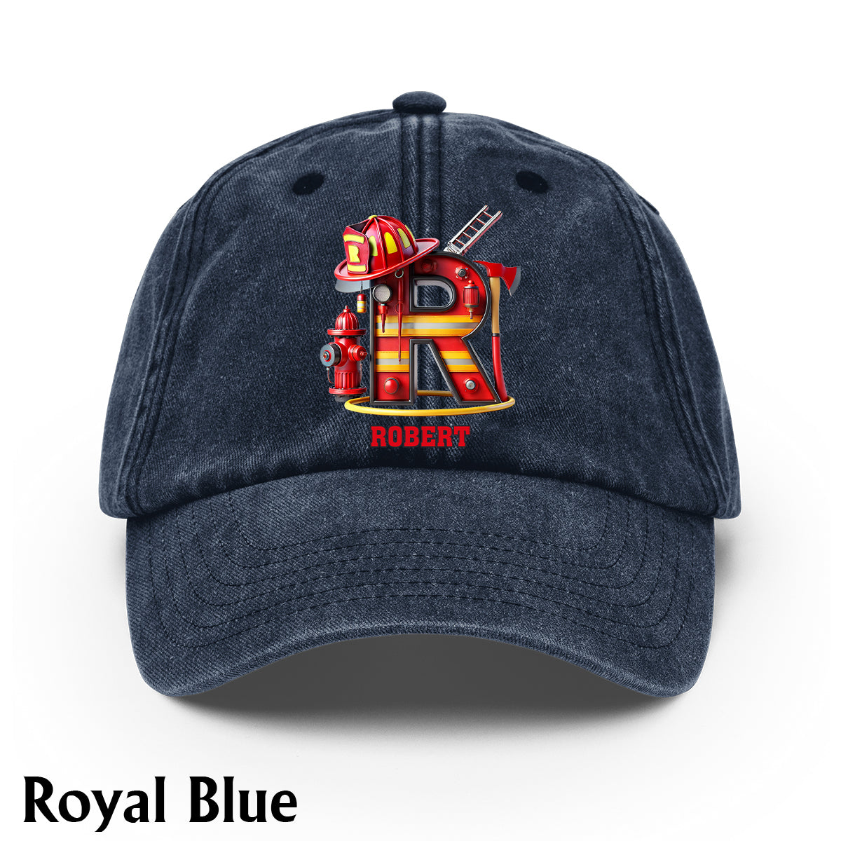Alphabet Firefighter - Personalized Firefighter Washed Denim Cap